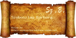 Szoboszlay Barbara névjegykártya